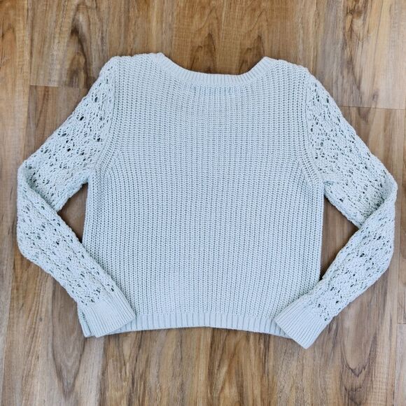 💛Lauren Conrad Mint Loose Knit Cropped Sweater Medium - Picture 2 of 8